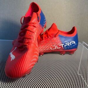 PUMA Ultra 3.3 FG AG Soccer Cleats Sunblaze White Bluemazing 106523-01 Men's 7
